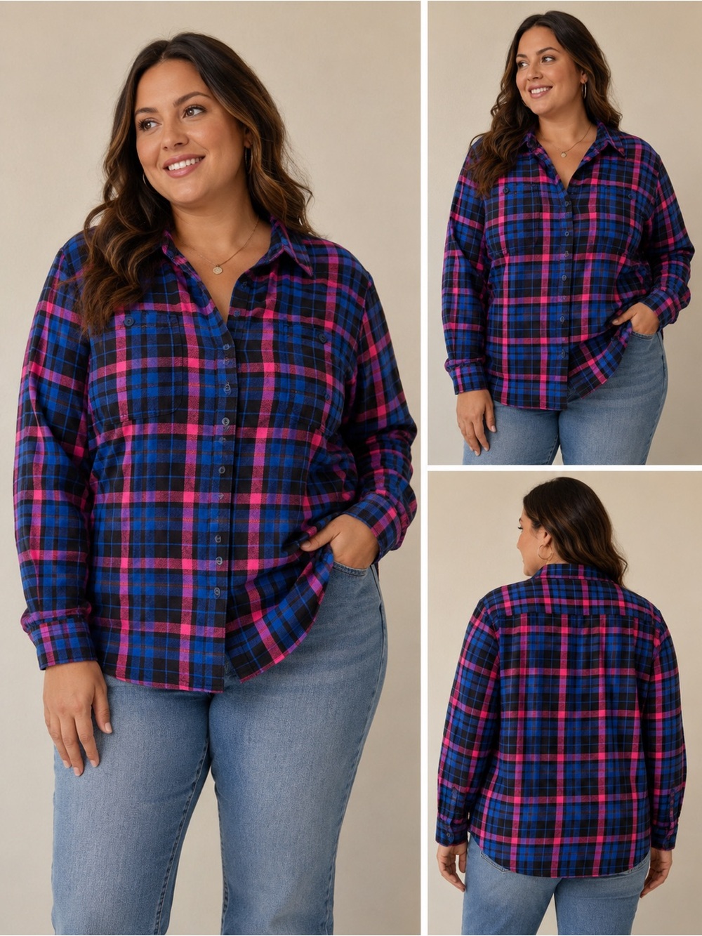 Duluth Trading Co Women’s XXL Free Swingin’ Flannel Plaid Button Front Shirt